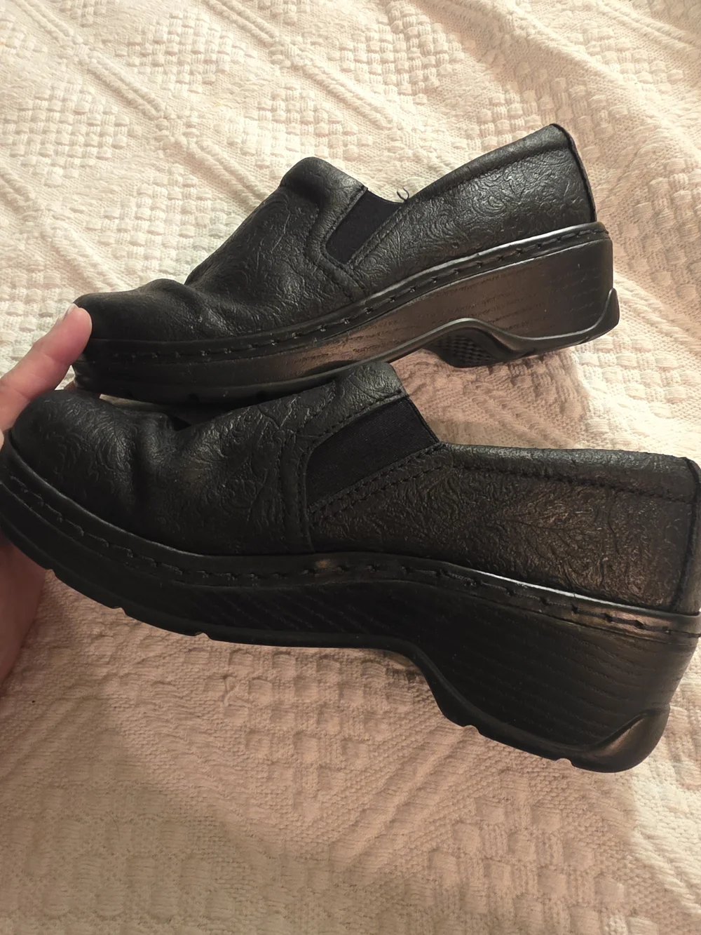 Klogs Black Embossed Slip-On Comfort Loafers